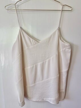Express| Ivory Satin-Textured Spaghetti Strap Cami Blouse Sz M